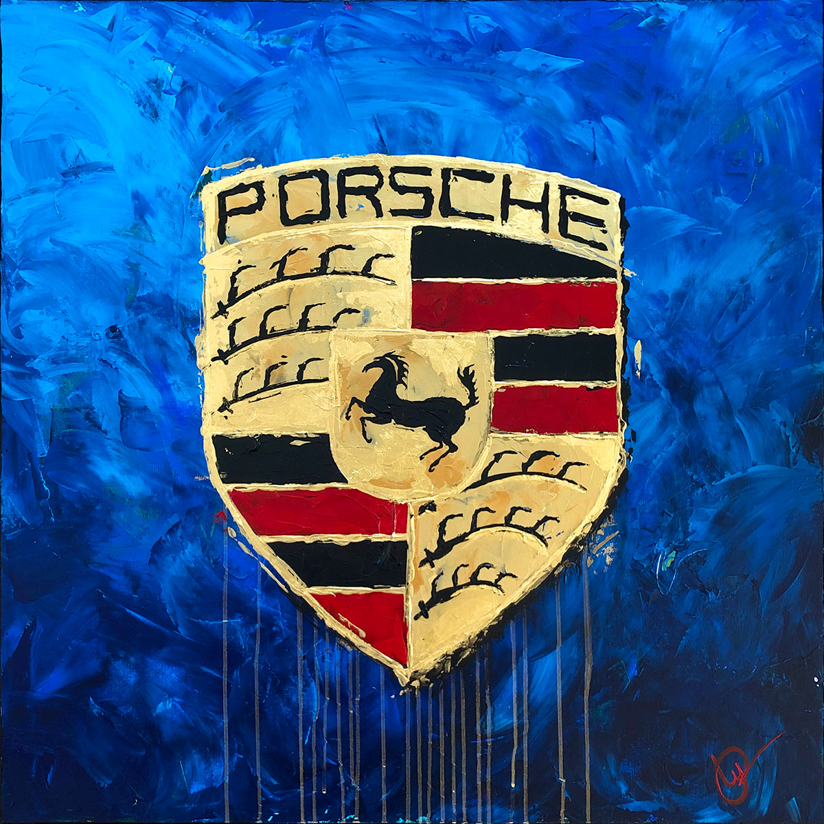 Porsche Emblem 40 - Blue "SPECIAL EDITION" - Giclée